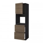 МЕТОД / МАКСИМЕРА Выс шк д/дхвк+двр/2фрнт/2выс ящ - под дерево черный, Воксторп под грецкий орех, 60x60x200 см