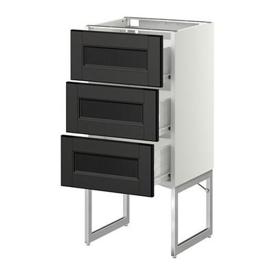 МЕТОД / ФОРВАРА Нплн шк 3 фрнт/3 средн ящика - 40x37x60 см, Лаксарби черно-коричневый, белый МЕТОД / ФОРВАРА Нплн шк 3 фрнт/3 средн ящика - 40x37x60 см, Лаксарби черно-коричневый, белый