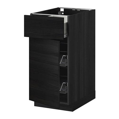 МЕТОД / ФОРВАРА Напольн шкаф с пров корз/ящ/дверью - под дерево черный, Тингсрид под дерево черный, 40x60 см