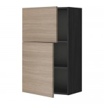 МЕТОД Навесной шкаф с полками/2дверцы - Брокхульт под грецкий орех светло-серый, под дерево черный МЕТОД Навесной шкаф с полками/2дверцы - Брокхульт под грецкий орех светло-серый, под дерево черный