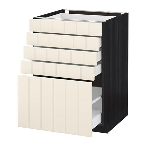 МЕТОД / МАКСИМЕРА Напольный шкаф с 5 ящиками - под дерево черный, Хитарп белый с оттенком, 60x60 см
