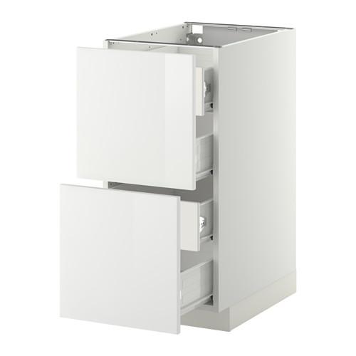 МЕТОД / ФОРВАРА Напольн шкаф 2 фронт пнл/4 средн ящ - белый, Рингульт глянцевый белый, 40x60 см