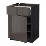 МЕТОД / ФОРВАРА Напольный шкаф с ящиком/дверью - 60x60 см, Рингульт глянцевый серый, под дерево черный МЕТОД / ФОРВАРА Напольный шкаф с ящиком/дверью - 60x60 см, Рингульт глянцевый серый, под дерево черный