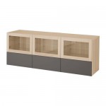 BESTÅ тумба под ТВ, с дверцами и ящиками серый