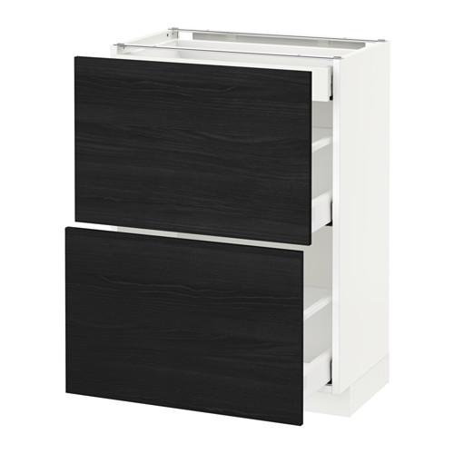 МЕТОД / МАКСИМЕРА Напольный шкаф/2фасада/3ящика - белый, Тингсрид под дерево черный, 60x37 см МЕТОД / МАКСИМЕРА Напольный шкаф/2фасада/3ящика - белый, Тингсрид под дерево черный, 60x37 см