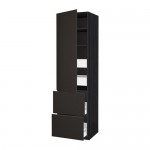 МЕТОД / МАКСИМЕРА Высокий шкаф+полки/4 ящика/2дверцы - под дерево черный, Кунгсбакка антрацит, 60x60x220 см МЕТОД / МАКСИМЕРА Высокий шкаф+полки/4 ящика/2дверцы - под дерево черный, Кунгсбакка антрацит, 60x60x220 см