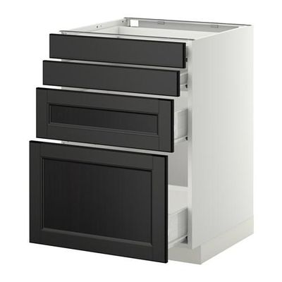МЕТОД / ФОРВАРА Напольн шкаф 4 фронт панели/4 ящика - 60x60 см, Лаксарби черно-коричневый, белый МЕТОД / ФОРВАРА Напольн шкаф 4 фронт панели/4 ящика - 60x60 см, Лаксарби черно-коричневый, белый