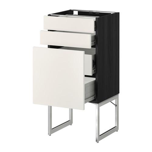 МЕТОД / ФОРВАРА Напольн шкаф 3фронт пнл/2низ/2ср ящ - 40x37x60 см, Веддинге белый, под дерево черный МЕТОД / ФОРВАРА Напольн шкаф 3фронт пнл/2низ/2ср ящ - 40x37x60 см, Веддинге белый, под дерево черный