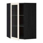 МЕТОД Углов навесн шк с полками/сткл дв - 68x100 см, Хитарп белый с оттенком, под дерево черный МЕТОД Углов навесн шк с полками/сткл дв - 68x100 см, Хитарп белый с оттенком, под дерево черный