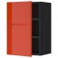 МЕТОД Шкаф навесной с полкой - под дерево черный, Ерста глянцевый оранжевый, 40x60 см