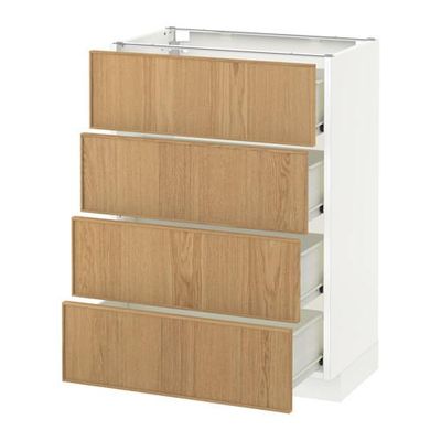 МЕТОД / ФОРВАРА Напольн шкаф 4 фронт панели/4 ящика - 60x37 см, Экестад дуб, белый МЕТОД / ФОРВАРА Напольн шкаф 4 фронт панели/4 ящика - 60x37 см, Экестад дуб, белый