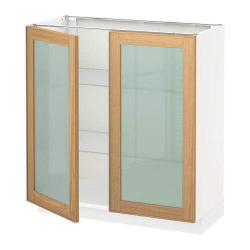 МЕТОД Напольный шкаф с 2 стекл дверцами - белый, 80x37x80 см