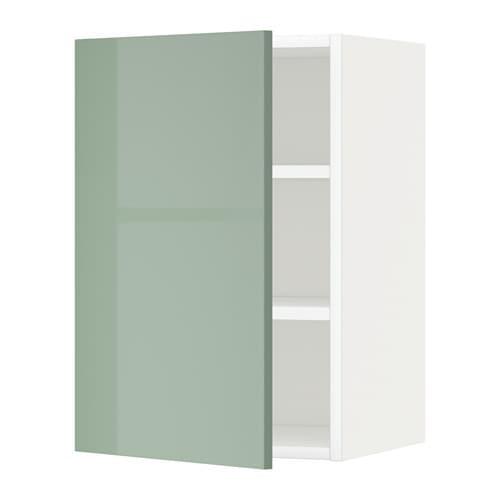 МЕТОД Шкаф навесной с полкой - белый, Калларп глянцевый светло-зеленый, 40x60 см
