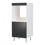 ФАКТУМ Высок шкаф д духовки+2 ящика - Абстракт черный