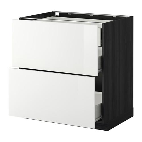 МЕТОД / ФОРВАРА Наполн шк 2 фрнт/3 средн ящ - под дерево черный, Рингульт глянцевый белый, 80x60 см