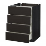 МЕТОД / ФОРВАРА Напольн шкаф 4 фронт панели/4 ящика - под дерево черный, Кунгсбакка антрацит, 60x60 см МЕТОД / ФОРВАРА Напольн шкаф 4 фронт панели/4 ящика - под дерево черный, Кунгсбакка антрацит, 60x60 см