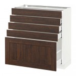 МЕТОД / МАКСИМЕРА Напольный шкаф с 5 ящиками - белый, Эдсерум под дерево коричневый, 80x37 см МЕТОД / МАКСИМЕРА Напольный шкаф с 5 ящиками - белый, Эдсерум под дерево коричневый, 80x37 см