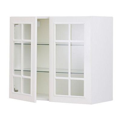 Faktum Wall Cabinet With Glass Doors, Off White Bookcase With Glass Doors