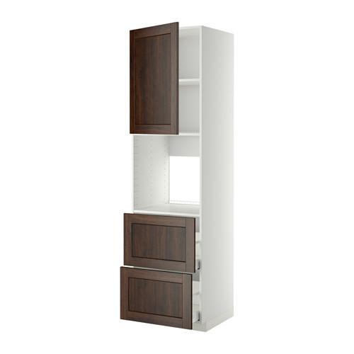 МЕТОД / МАКСИМЕРА Выс шк д/дхвк+двр/2фрнт/2выс ящ - белый, Эдсерум под дерево коричневый, 60x60x220 см