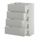 МЕТОД / МАКСИМЕРА Напольн шкаф 4 фронт панели/4 ящика - белый, Гревста нержавеющ сталь, 60x37 см МЕТОД / МАКСИМЕРА Напольн шкаф 4 фронт панели/4 ящика - белый, Гревста нержавеющ сталь, 60x37 см