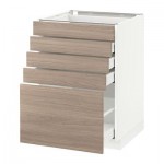 МЕТОД / МАКСИМЕРА Напольный шкаф с 5 ящиками - 60x60 см, Брокхульт под грецкий орех светло-серый, белый МЕТОД / МАКСИМЕРА Напольный шкаф с 5 ящиками - 60x60 см, Брокхульт под грецкий орех светло-серый, белый