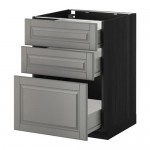 МЕТОД / ФОРВАРА Нплн шк 3 фрнт/3 средн ящика - под дерево черный, Будбин серый, 60x60 см