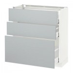 МЕТОД / МАКСИМЕРА Напольный шкаф с 3 ящиками - 80x37 см, Веддинге серый, белый