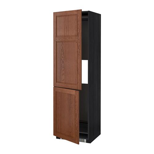 МЕТОД Выс шкаф д/холодильн или морозильн - под дерево черный, Филипстад коричневый, 60x60x200 см