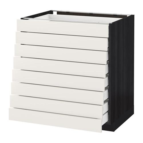 МЕТОД / МАКСИМЕРА Наполн шкаф 8 фронт/8 низк ящиков - под дерево черный, Сэведаль белый, 80x60 см