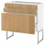 МЕТОД / МАКСИМЕРА Напольн шкаф 3фронт пнл/2низ/2ср ящ - белый, Экестад дуб, 80x37x60 см