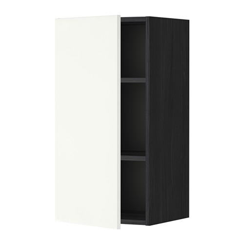METOD шкаф навесной с полкой черный/Хэггеби белый 40x80 см