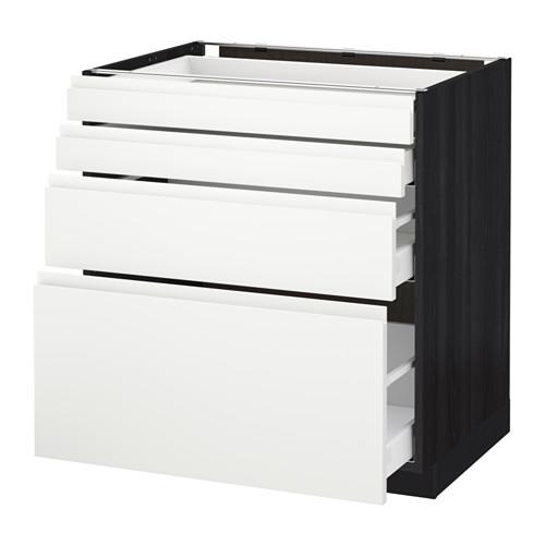 МЕТОД / МАКСИМЕРА Напольн шкаф 4 фронт панели/4 ящика - под дерево черный, Воксторп белый, 80x60 см