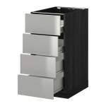 МЕТОД / ФОРВАРА Напольн шкаф 4 фронт панели/4 ящика - под дерево черный, Гревста нержавеющ сталь, 40x60 см МЕТОД / ФОРВАРА Напольн шкаф 4 фронт панели/4 ящика - под дерево черный, Гревста нержавеющ сталь, 40x60 см