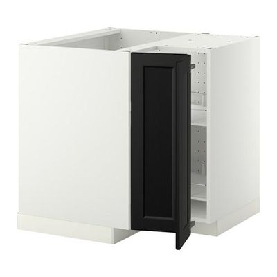 МЕТОД Угл напольн шкаф с вращающ секц - Лаксарби черно-коричневый, белый МЕТОД Угл напольн шкаф с вращающ секц - Лаксарби черно-коричневый, белый