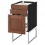 МЕТОД / МАКСИМЕРА Напольн шкаф 3фронт пнл/2низ/2ср ящ - под дерево черный, Филипстад коричневый, 40x60x60 см