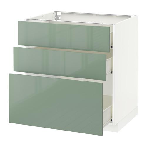 МЕТОД / ФОРВАРА Напольный шкаф с 3 ящиками - белый, Калларп глянцевый светло-зеленый, 80x60 см МЕТОД / ФОРВАРА Напольный шкаф с 3 ящиками - белый, Калларп глянцевый светло-зеленый, 80x60 см