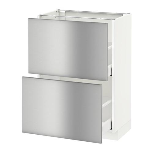 МЕТОД / МАКСИМЕРА Напольный шкаф с 2 ящиками - белый, Гревста нержавеющ сталь, 60x37 см МЕТОД / МАКСИМЕРА Напольный шкаф с 2 ящиками - белый, Гревста нержавеющ сталь, 60x37 см