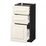 МЕТОД / МАКСИМЕРА Напольный шкаф с 3 ящиками - под дерево черный, Будбин белый с оттенком, 40x37 см МЕТОД / МАКСИМЕРА Напольный шкаф с 3 ящиками - под дерево черный, Будбин белый с оттенком, 40x37 см