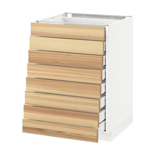 МЕТОД / МАКСИМЕРА Наполн шкаф 8 фронт/8 низк ящиков - белый, Торхэмн естественный ясень, 60x60 см МЕТОД / МАКСИМЕРА Наполн шкаф 8 фронт/8 низк ящиков - белый, Торхэмн естественный ясень, 60x60 см