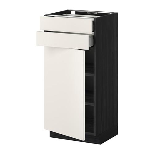 МЕТОД / МАКСИМЕРА Напольный шкаф с дверцей/2 ящиками - под дерево черный, Веддинге белый, 40x37 см