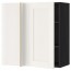 МЕТОД Угловой навесной шкаф с полками - под дерево черный, Сэведаль белый, 88x37x80 см