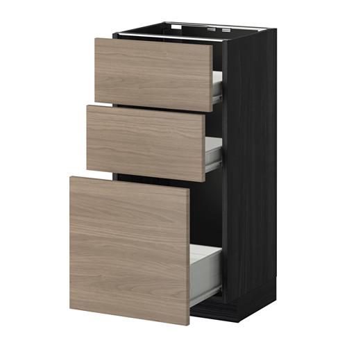 МЕТОД / ФОРВАРА Напольн шкаф 3фрнт пнл/2низк/1ср ящ - под дерево черный, Брокхульт под грецкий орех светло-серый, 40x37 см МЕТОД / ФОРВАРА Напольн шкаф 3фрнт пнл/2низк/1ср ящ - под дерево черный, Брокхульт под грецкий орех светло-серый, 40x37 см