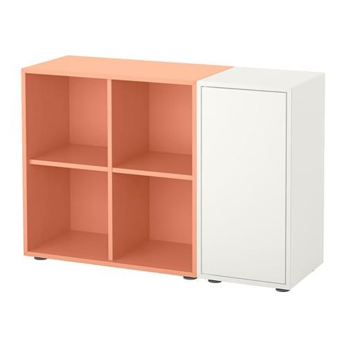 ЭКЕТ Комбинация шкафов с ножками - белый/светло-оранжевый