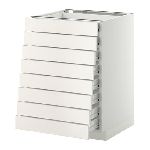 МЕТОД / ФОРВАРА Наполн шкаф 8 фронт/8 низк ящиков - белый, Веддинге белый, 60x60 см