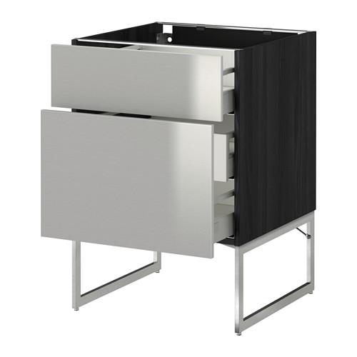МЕТОД / МАКСИМЕРА Наполн шк 2 фрнт/3 средн ящ - под дерево черный, Гревста нержавеющ сталь, 60x60x60 см МЕТОД / МАКСИМЕРА Наполн шк 2 фрнт/3 средн ящ - под дерево черный, Гревста нержавеющ сталь, 60x60x60 см