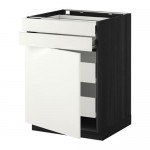 МЕТОД / ФОРВАРА Нплн шк двр/2фрнт/2нзк/2срд ящ - под дерево черный, Хэггеби белый, 60x60 см