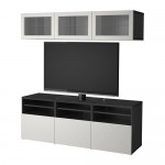 БЕСТО Шкаф для ТВ, комбин/стеклян дверцы - черно-коричневый Синдвик/Лаппвикен светло-серый прозрачное стекло, направляющие ящика,нажимные БЕСТО Шкаф для ТВ, комбин/стеклян дверцы - черно-коричневый Синдвик/Лаппвикен светло-серый прозрачное стекло, направляющие ящика,нажимные