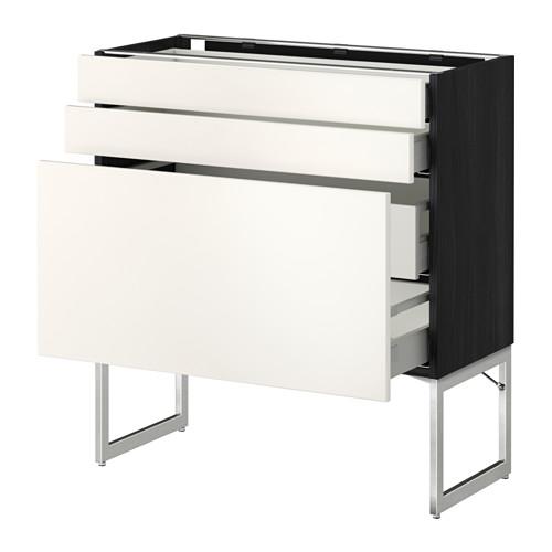 МЕТОД / МАКСИМЕРА Напольн шкаф 3фронт пнл/2низ/2ср ящ - под дерево черный, Веддинге белый, 80x37x60 см МЕТОД / МАКСИМЕРА Напольн шкаф 3фронт пнл/2низ/2ср ящ - под дерево черный, Веддинге белый, 80x37x60 см