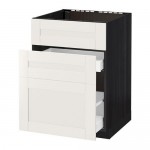 МЕТОД / МАКСИМЕРА Напольн шк п-мойку+3фрнт пнл/2ящ - под дерево черный, Сэведаль белый, 60x60 см