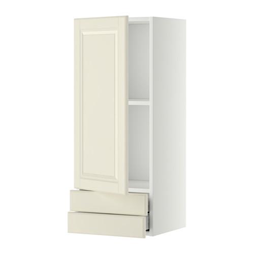 МЕТОД / МАКСИМЕРА Навесной шкаф с дверцей/2 ящика - белый, Будбин белый с оттенком, 40x100 см